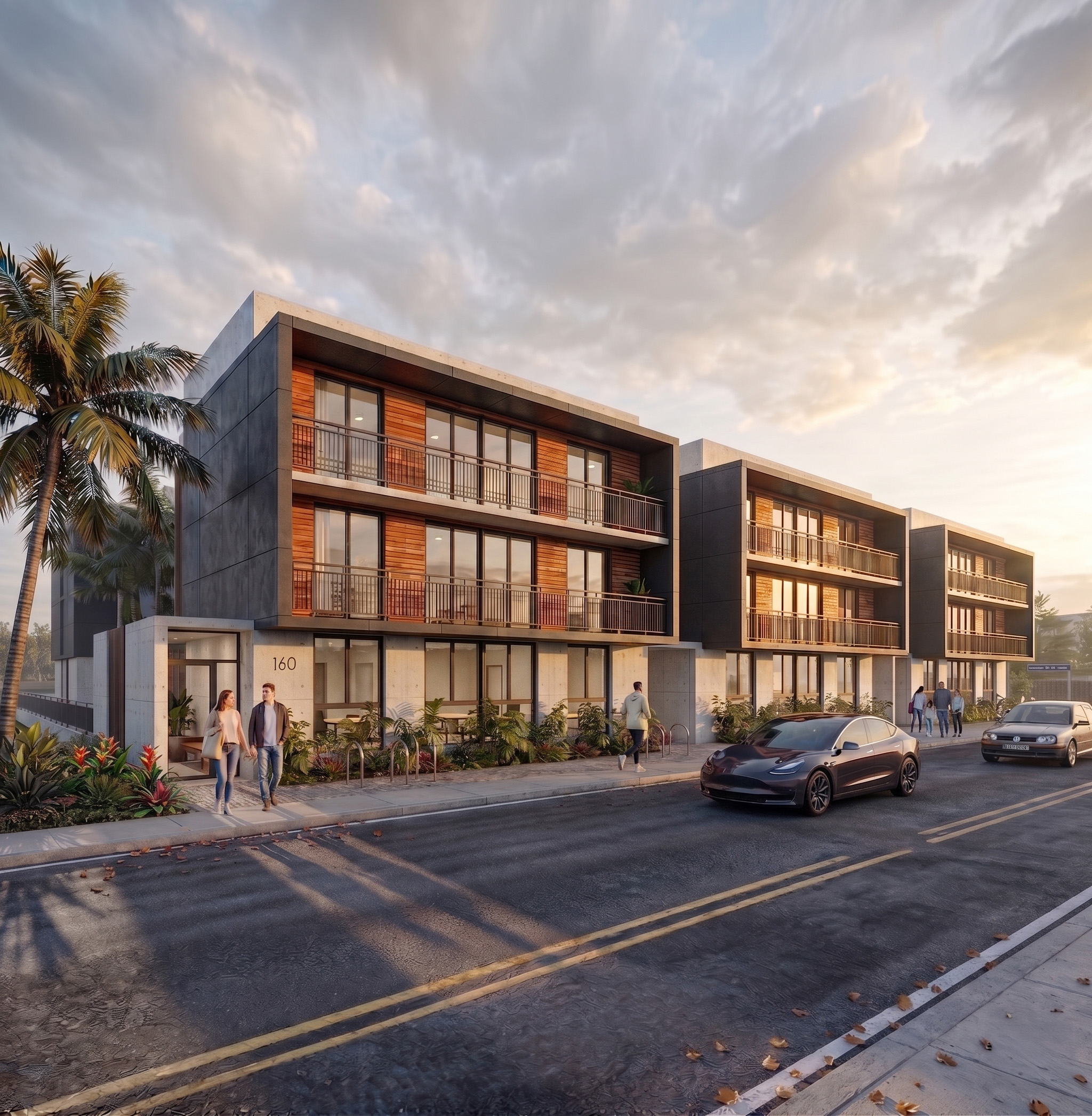 150-156-160 NE 77th Street — three multifamily buildings rendering
