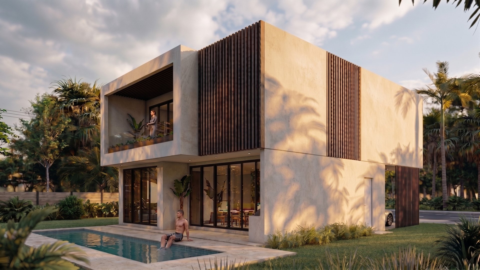 Two-story single-family residence in Coconut Grove — rear elevation